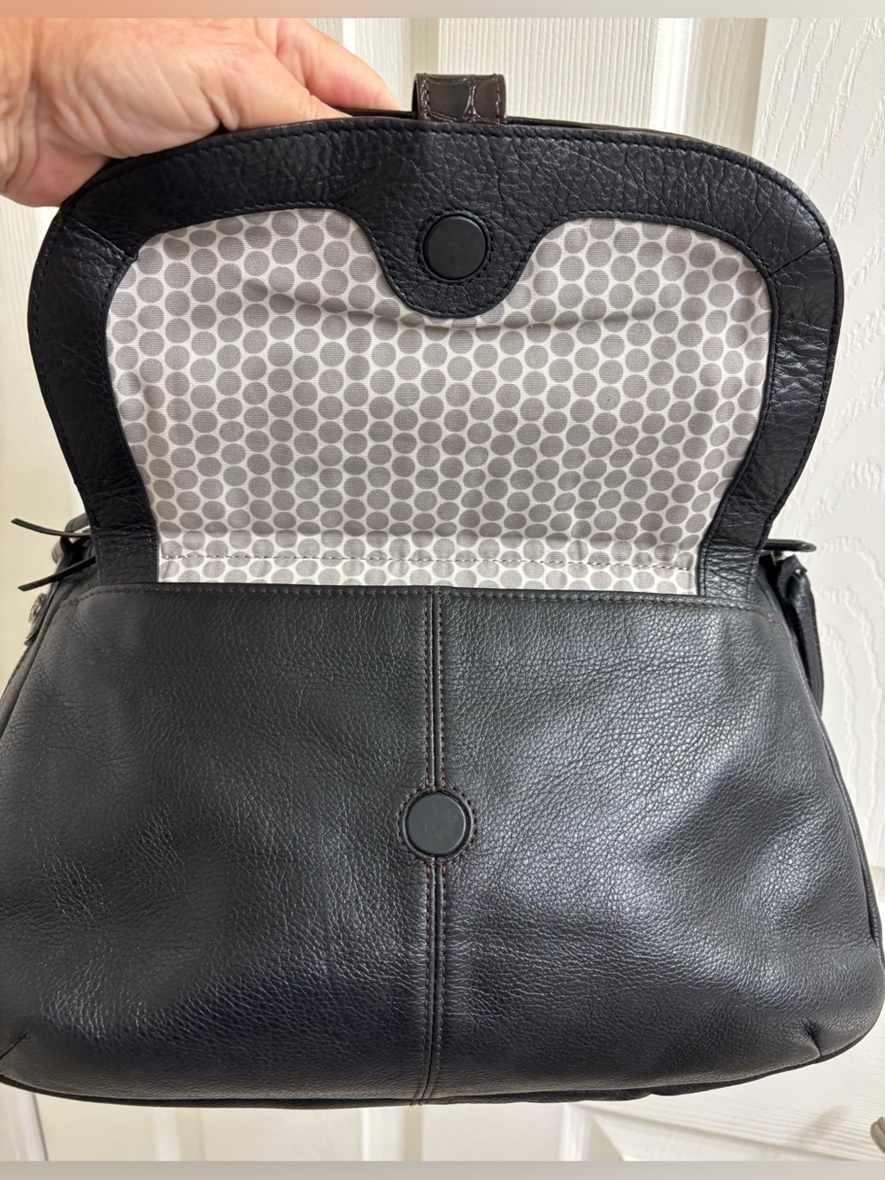Brighton pebbled and croc embossed leather shoulder/crossbody satchel - Picture 7 of 11